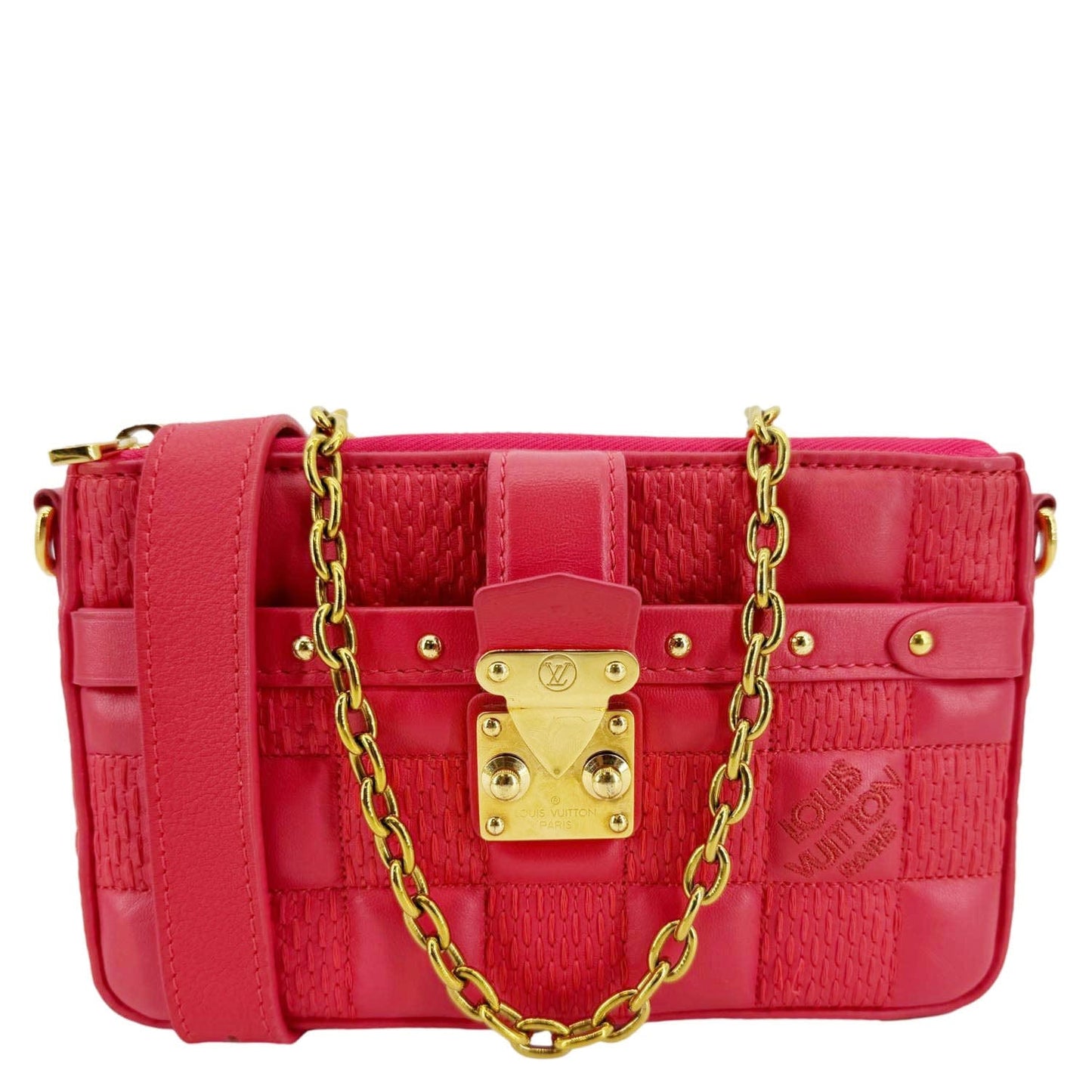 LOUIS VUITTON Troca PM Damier Lambskin Leather Shoulder Bag Pink