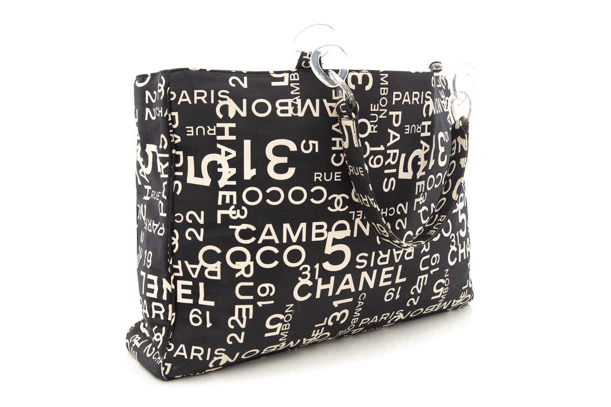 Chanel Black & White Rue Cambon Canvas Beach Tote