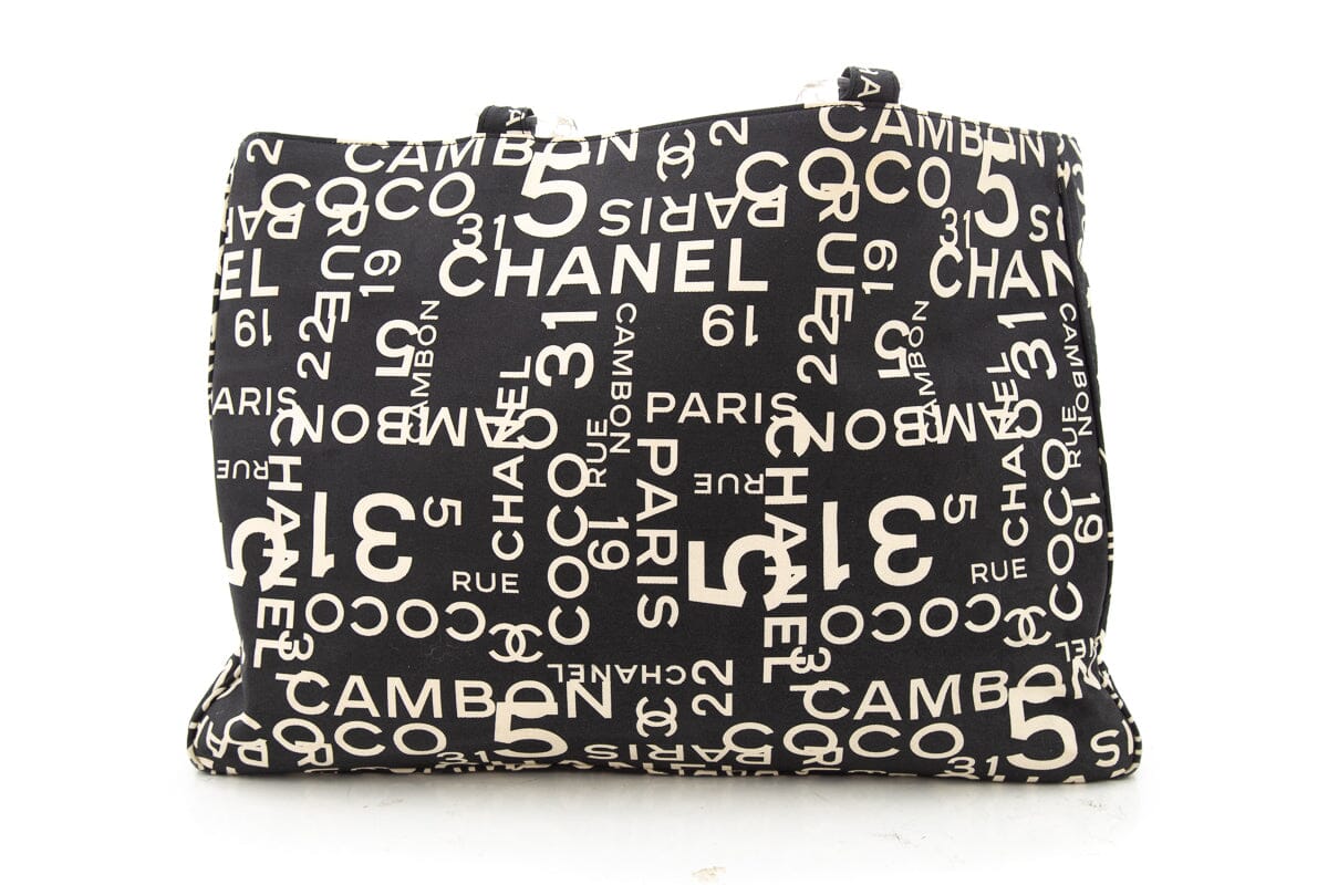 Chanel Black & White Rue Cambon Canvas Beach Tote