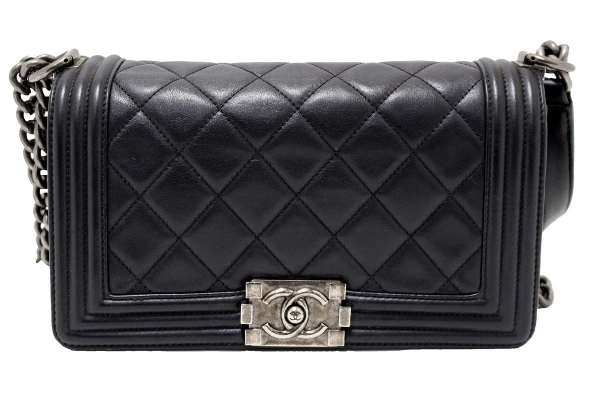 Chanel Black Quilted Calfskin Old Medium Boy Shoulder Bag