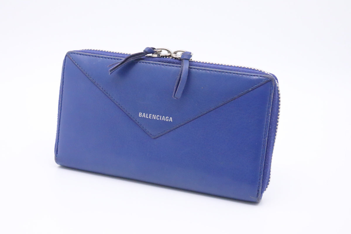 Balenciaga Zippy Long Wallet in Blue Leather