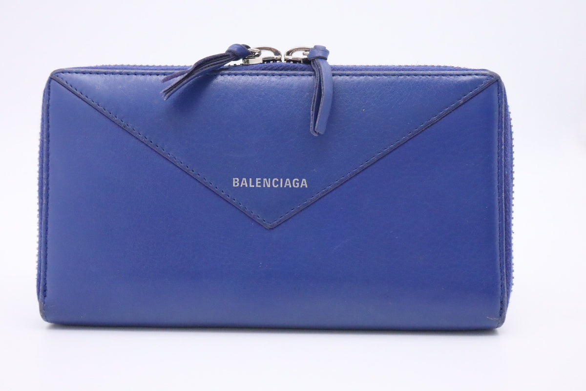 Balenciaga Zippy Long Wallet in Blue Leather