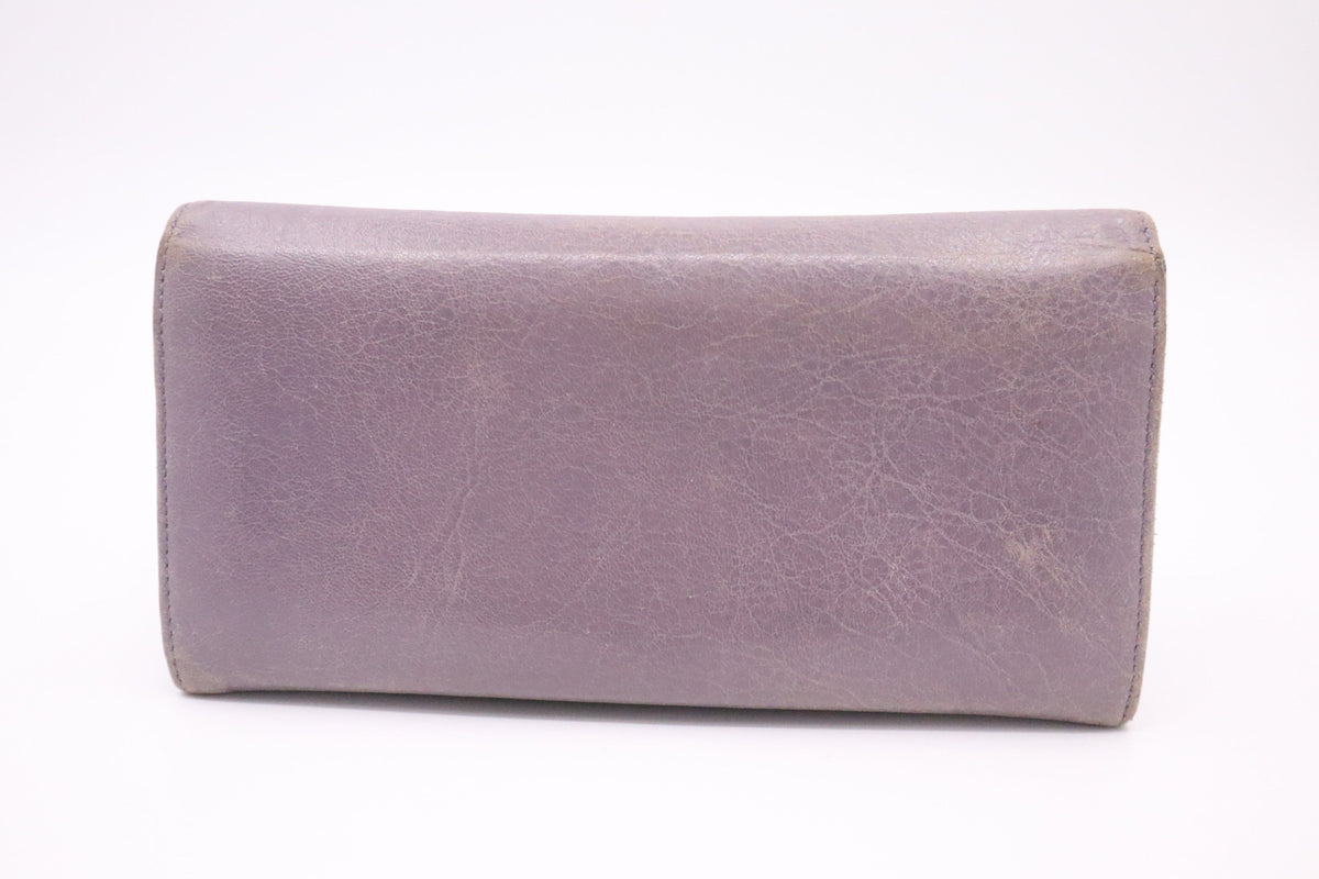 Balenciaga Le Cagole Zip Around Wallet in Purple Leather