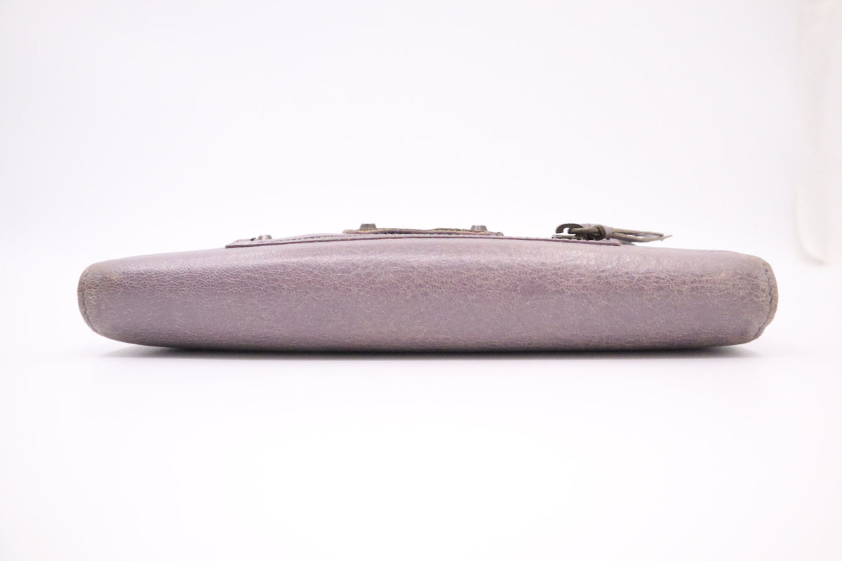 Balenciaga Le Cagole Zip Around Wallet in Purple Leather