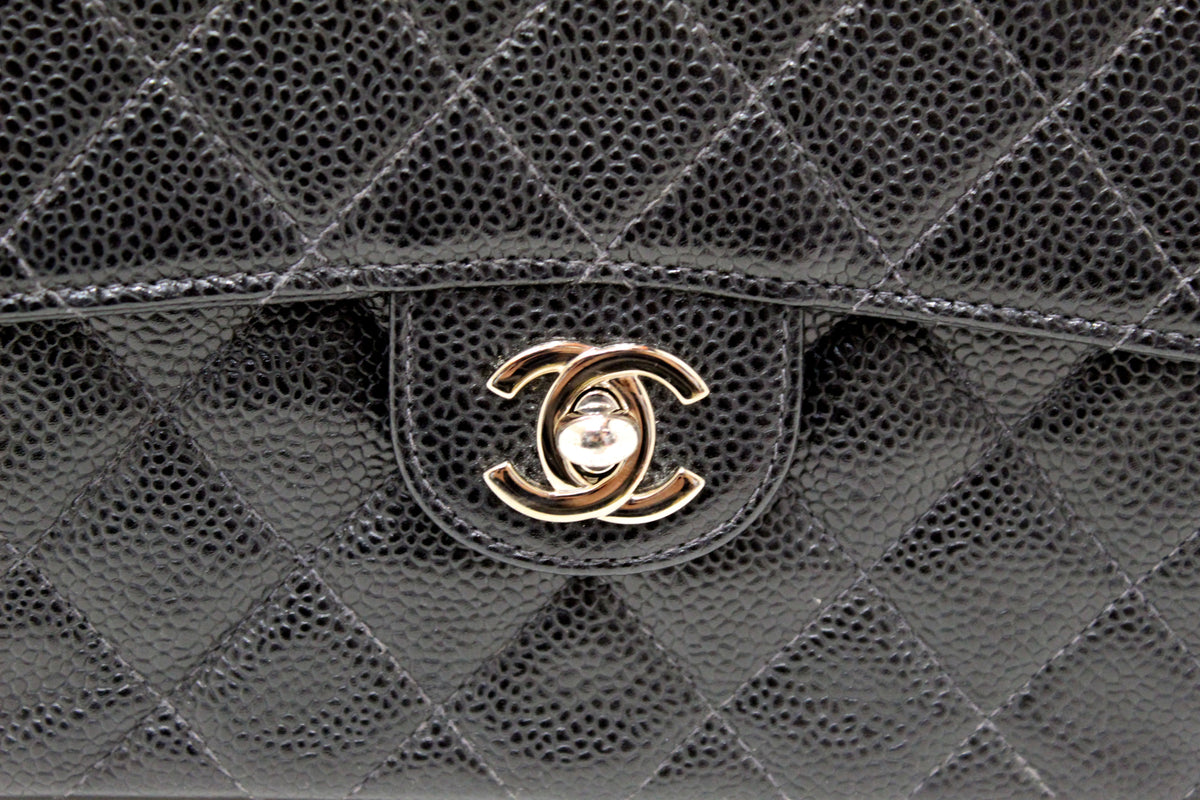 Chanel Black Quilted Caviar Leather Square Mini Classic Flap Bag