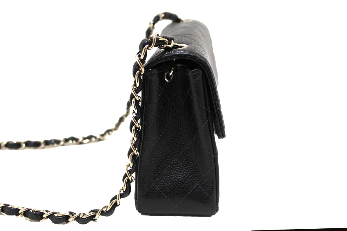 Chanel Black Quilted Caviar Leather Square Mini Classic Flap Bag