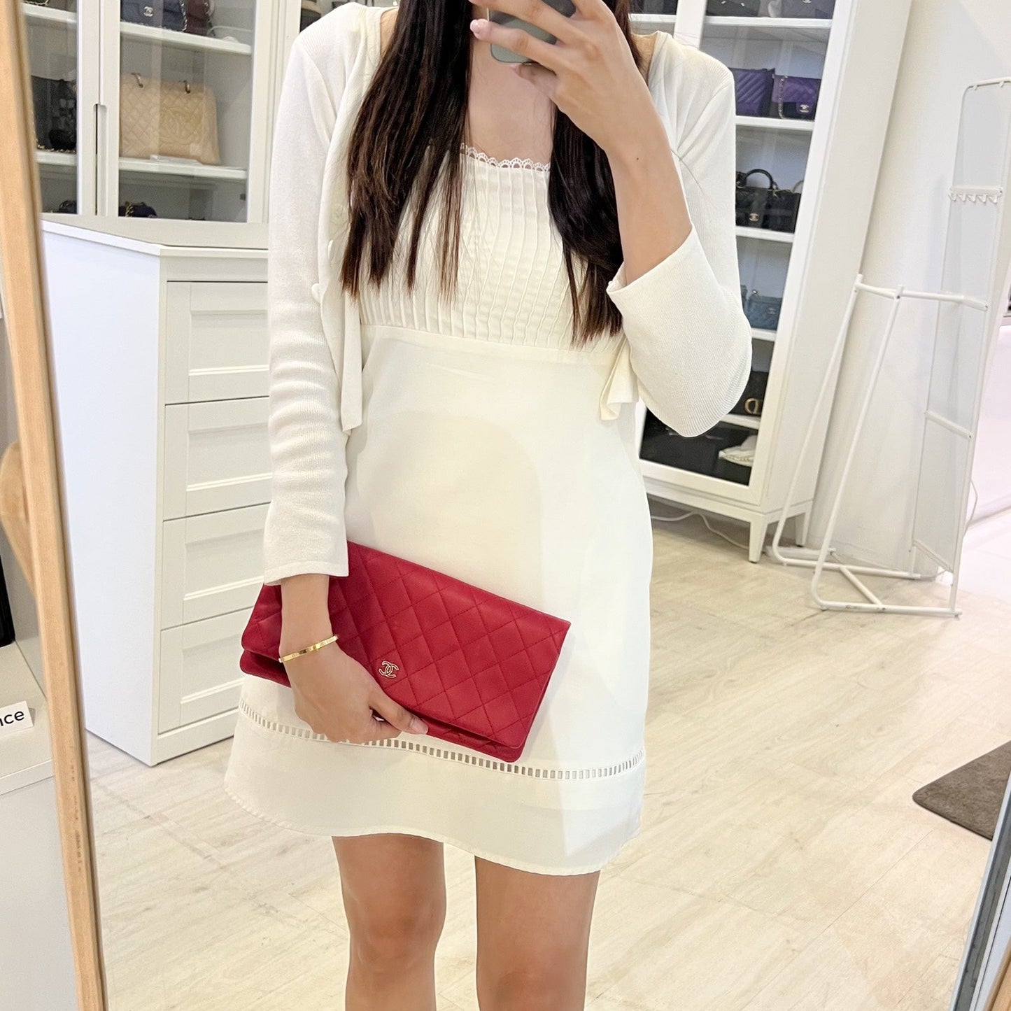 Chanel Foldover Clutch in Dark Pink Lambskin and SHW