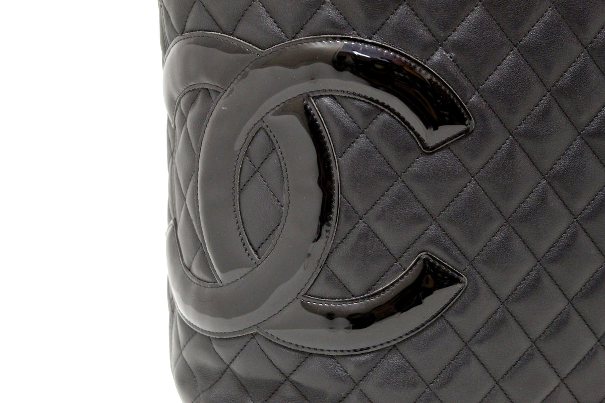 Chanel Black Quilted Calfskin Leather Large Cambon Tote Shoulder Bag