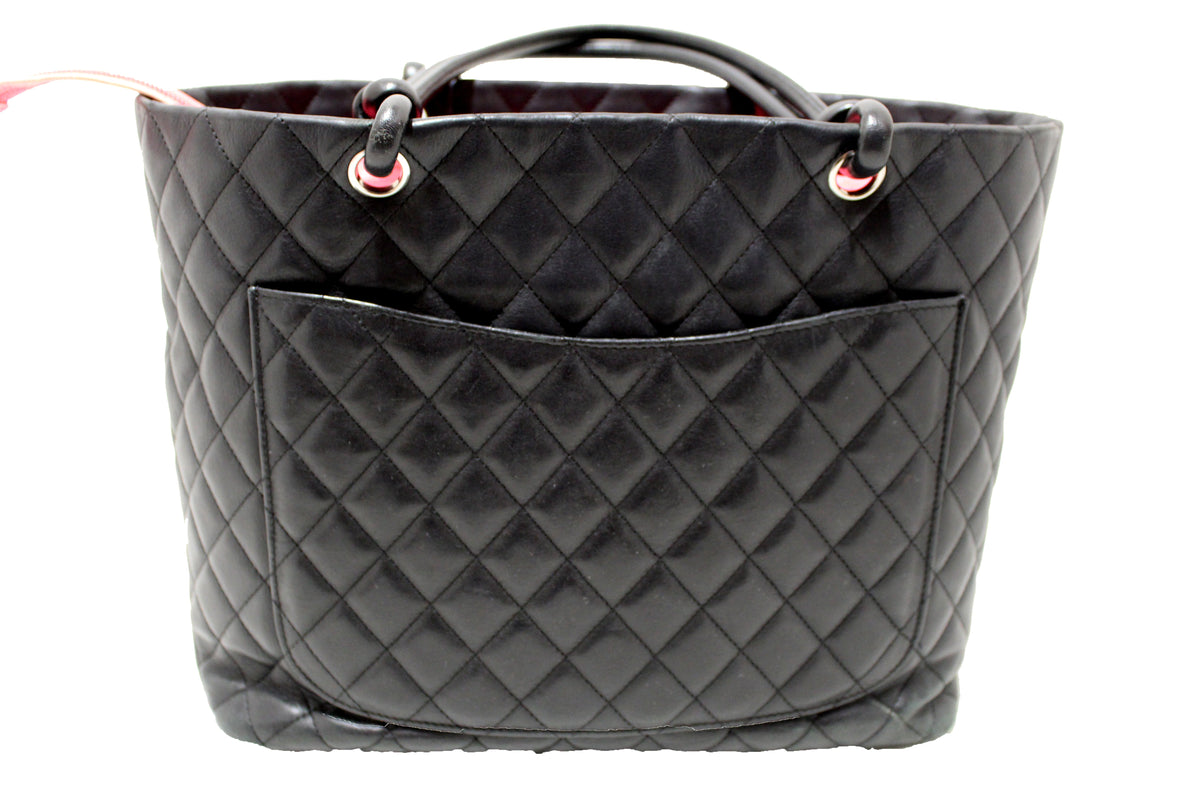 Chanel Black Quilted Calfskin Leather Large Cambon Tote Shoulder Bag