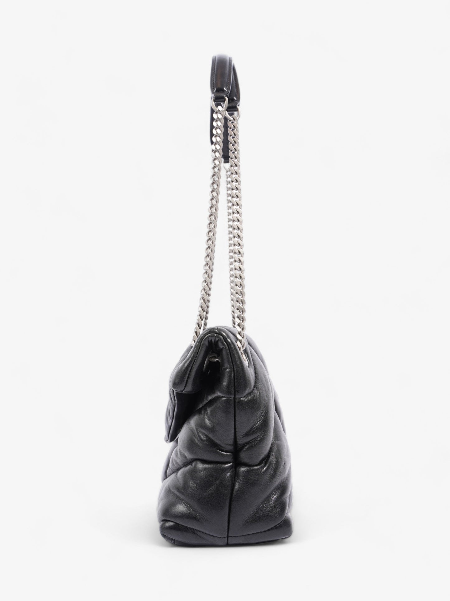 Saint Laurent Lou Lou Puffer Black Lambskin Leather Small