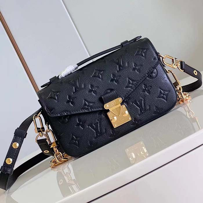 Louis Vuitton LV Women Pochette Métis East West Bag Black Grained Cowhide Leather