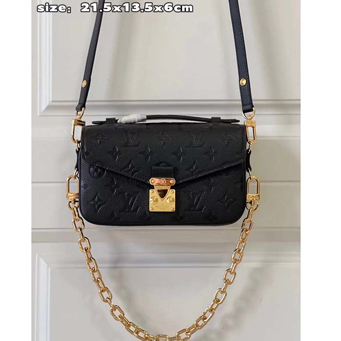 Louis Vuitton LV Women Pochette Métis East West Bag Black Grained Cowhide Leather