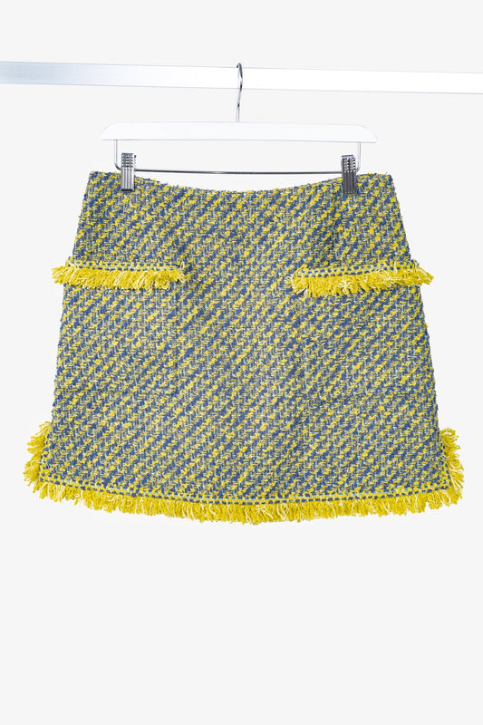 Louis Vuitton Resort 2014 Yellow & Blue Cotton-Tweed Mini Skirt