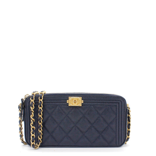 Chanel Boy Double Zip Around Wallet on Chain Woc