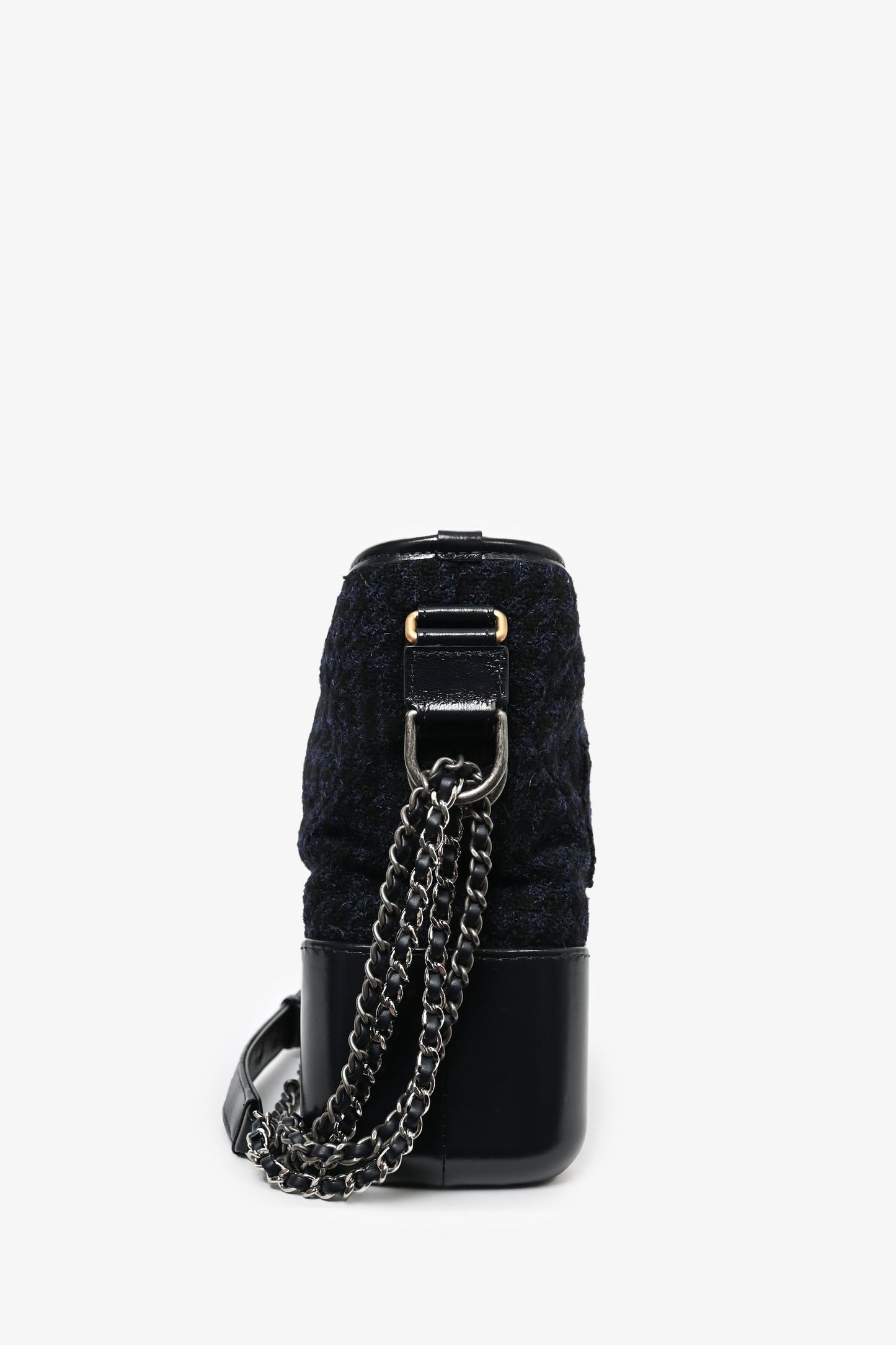 Chanel 2017 Navy/Black Tweed Hobo Large Gabrielle Crossbody Bag