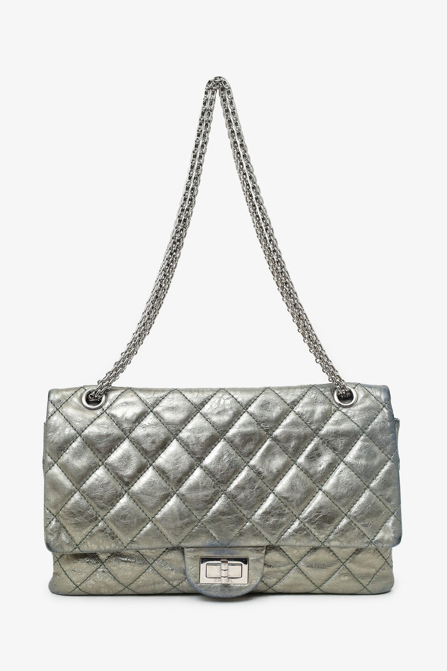 Chanel Silver Metallic Reissue 226 Double Flap Bag (As Is)