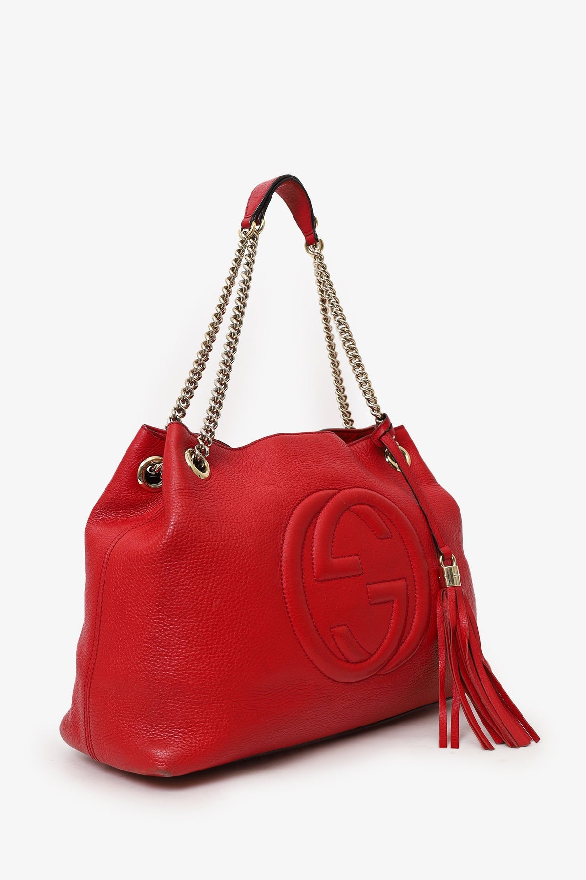 Gucci Red Leather 'Soho' Chain Tote Bag