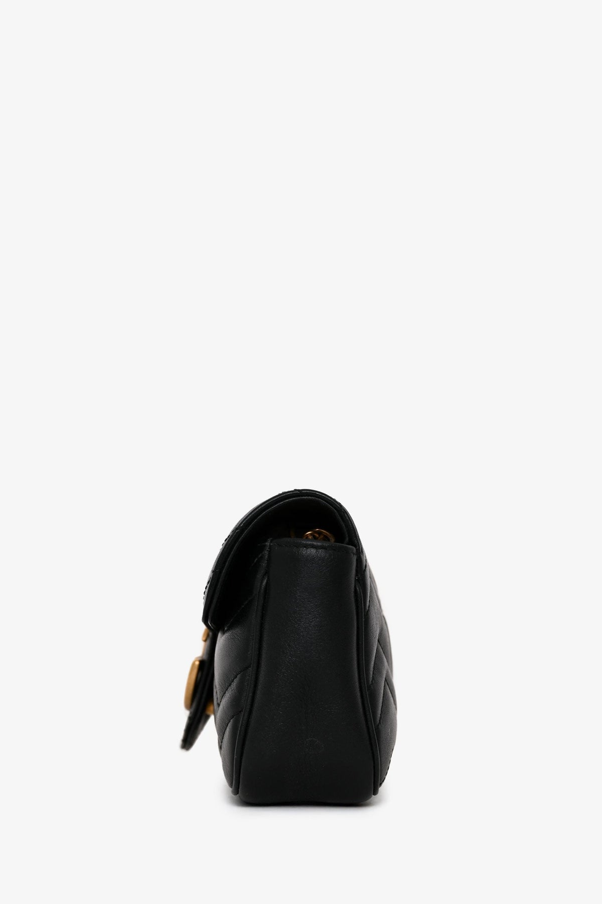 Gucci Black Leather GG Marmont Super Mini Crossbody Bag