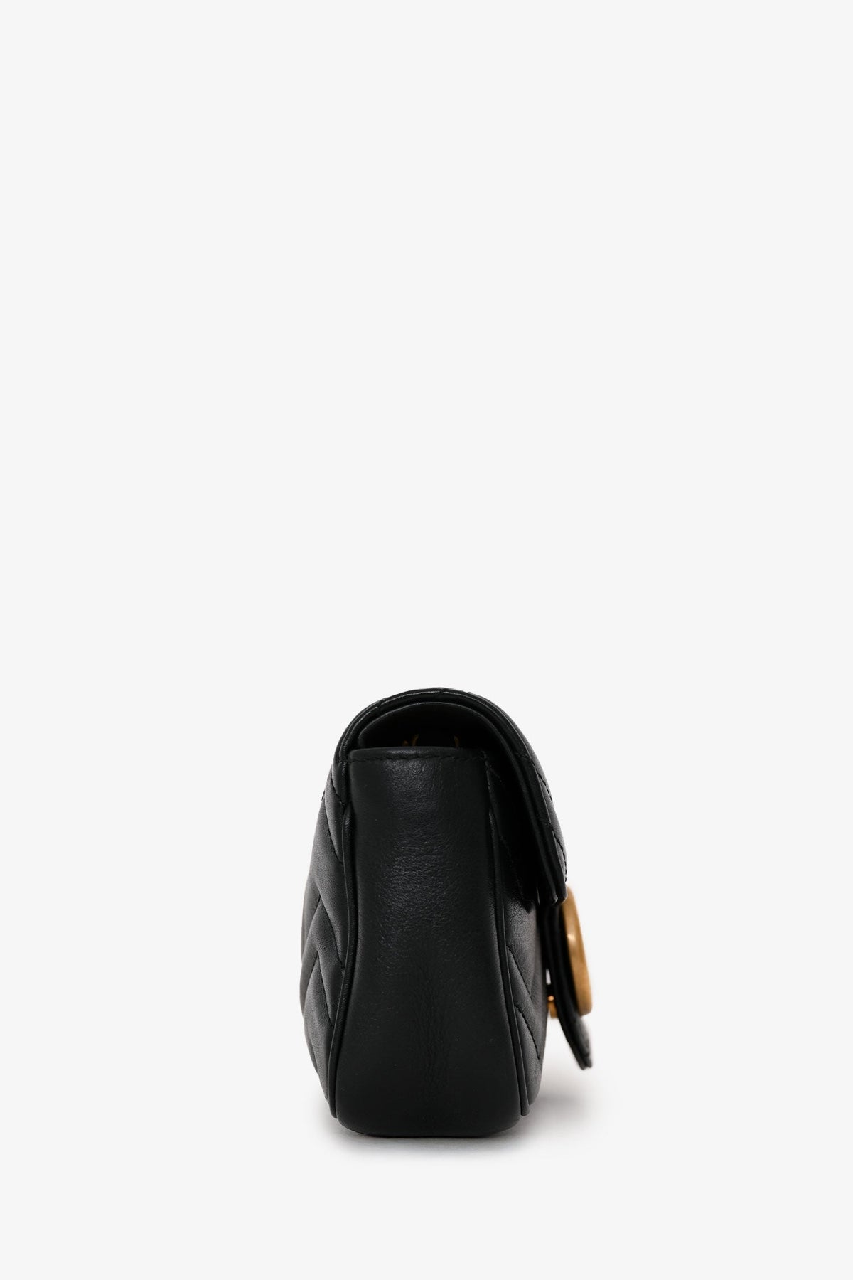 Gucci Black Leather GG Marmont Super Mini Crossbody Bag