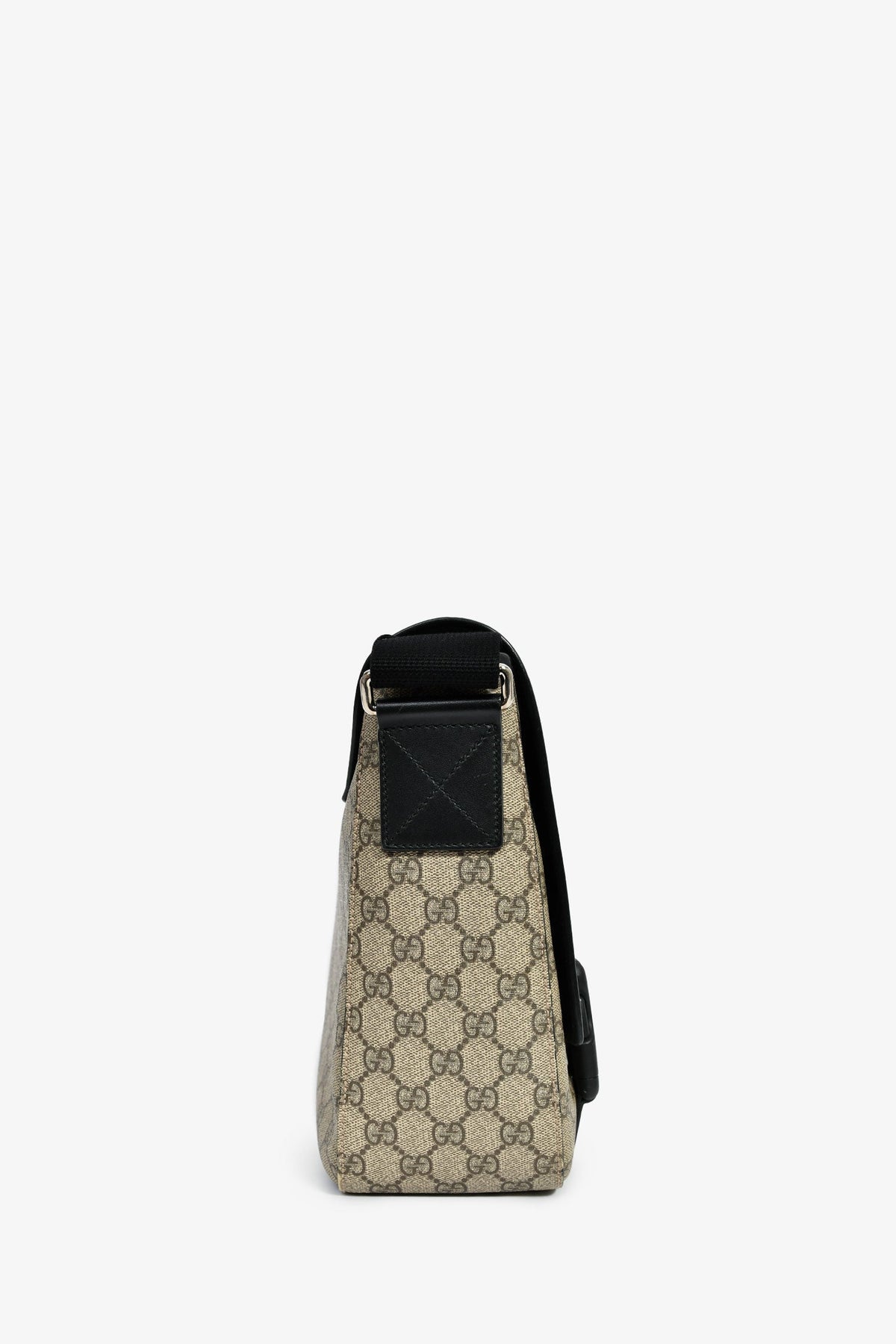 Gucci Brown/Black GG Supreme Web Detail Messenger Bag