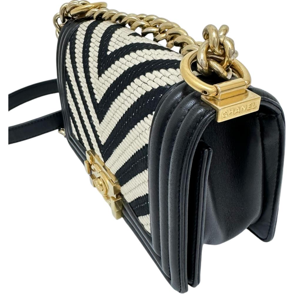 Chanel Boy Chanel V Stitch Leather Shoulder Bag