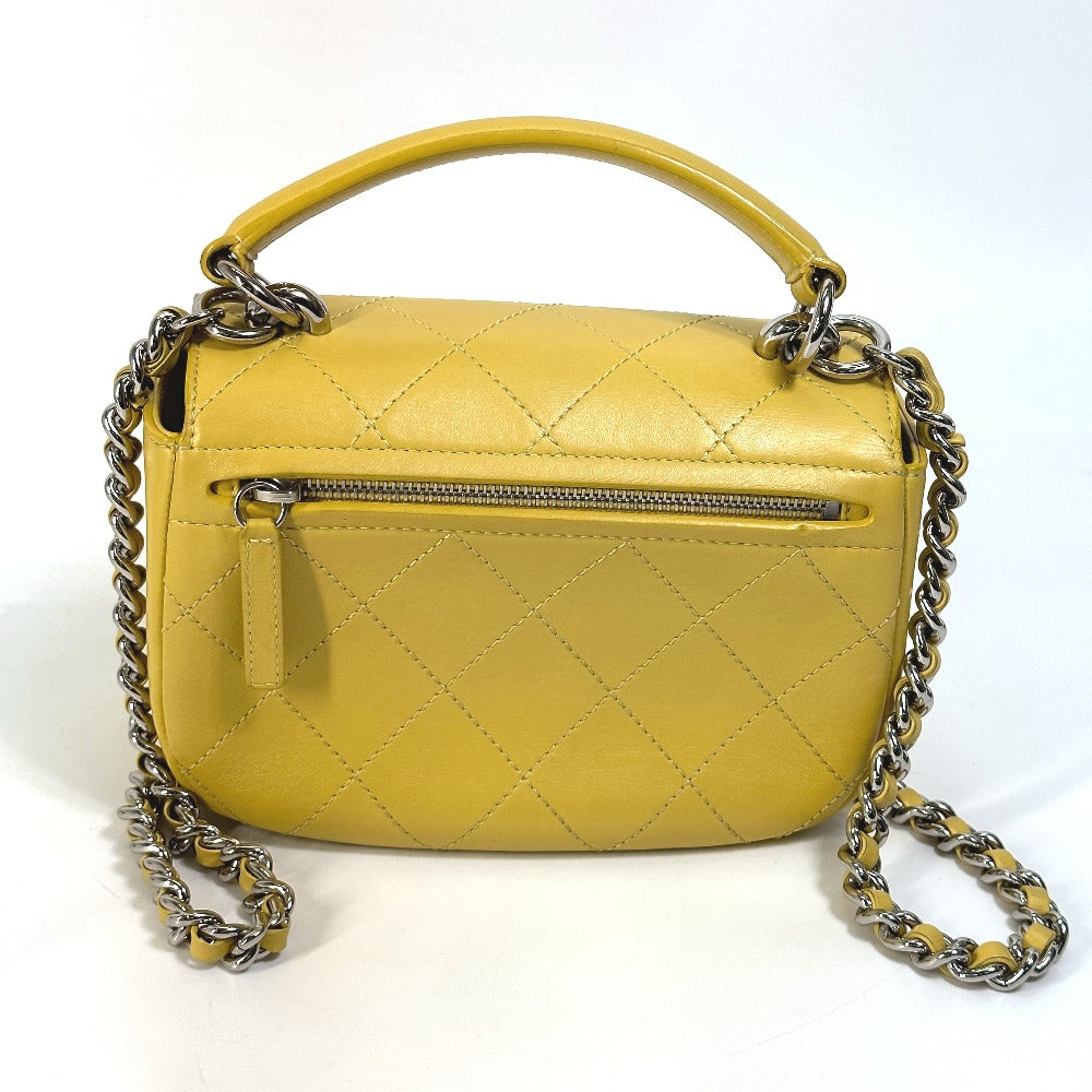 CHANEL Shoulder Bag Calfskin Yellow type CC COCO Mark stitch matelassÃÃ©