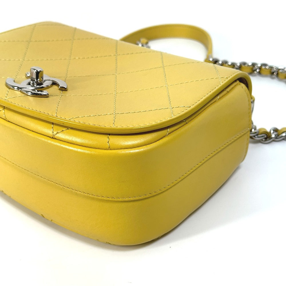 CHANEL Shoulder Bag Calfskin Yellow type CC COCO Mark stitch matelassÃÃ©