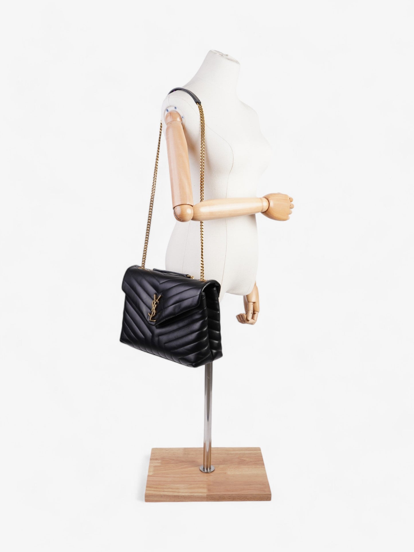 Saint Laurent Lou Lou Black Calfskin Leather Medium