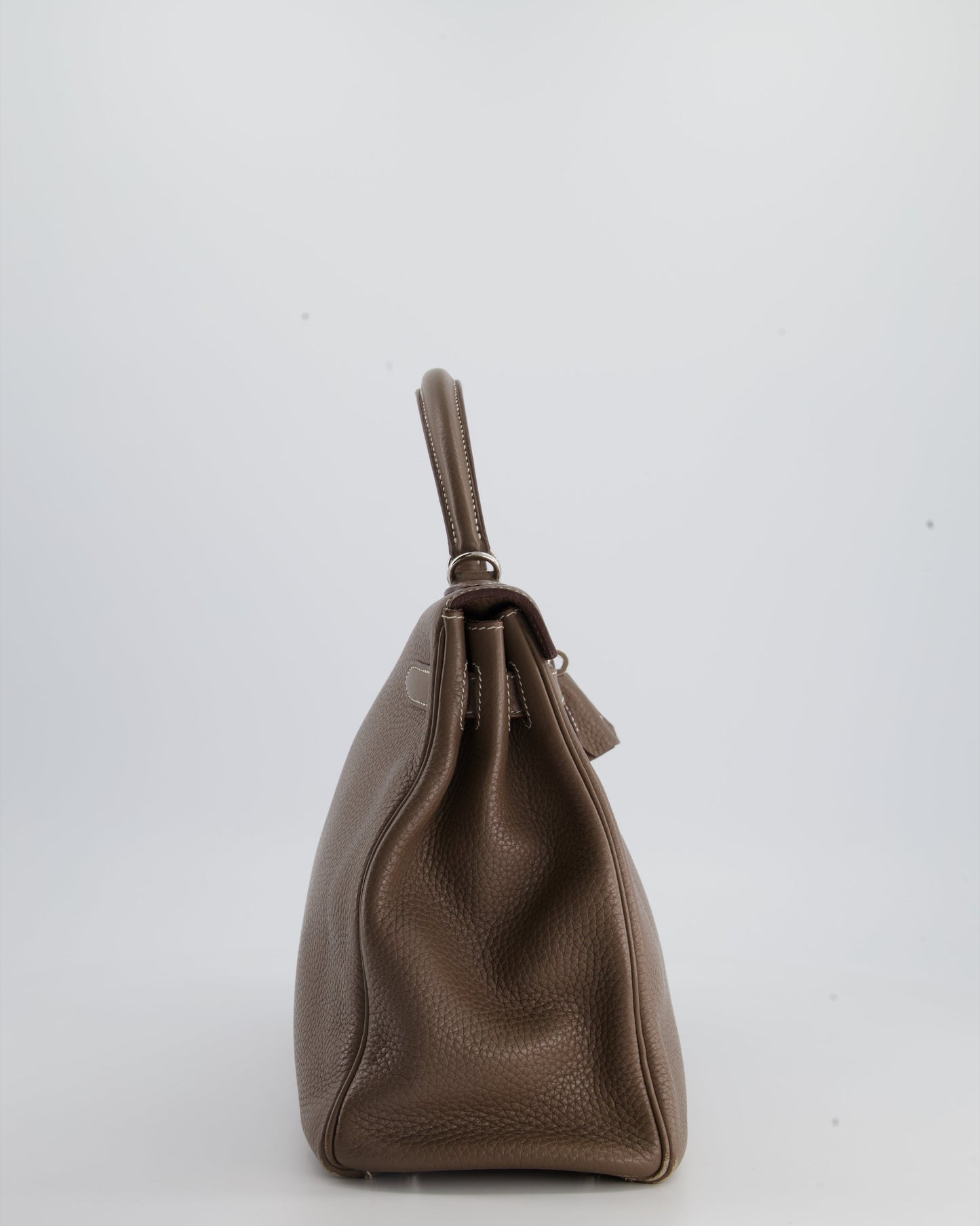 Hermes Kelly 32 Retourne Bag in Etoupe Clemence Leather with Palladium Hardware