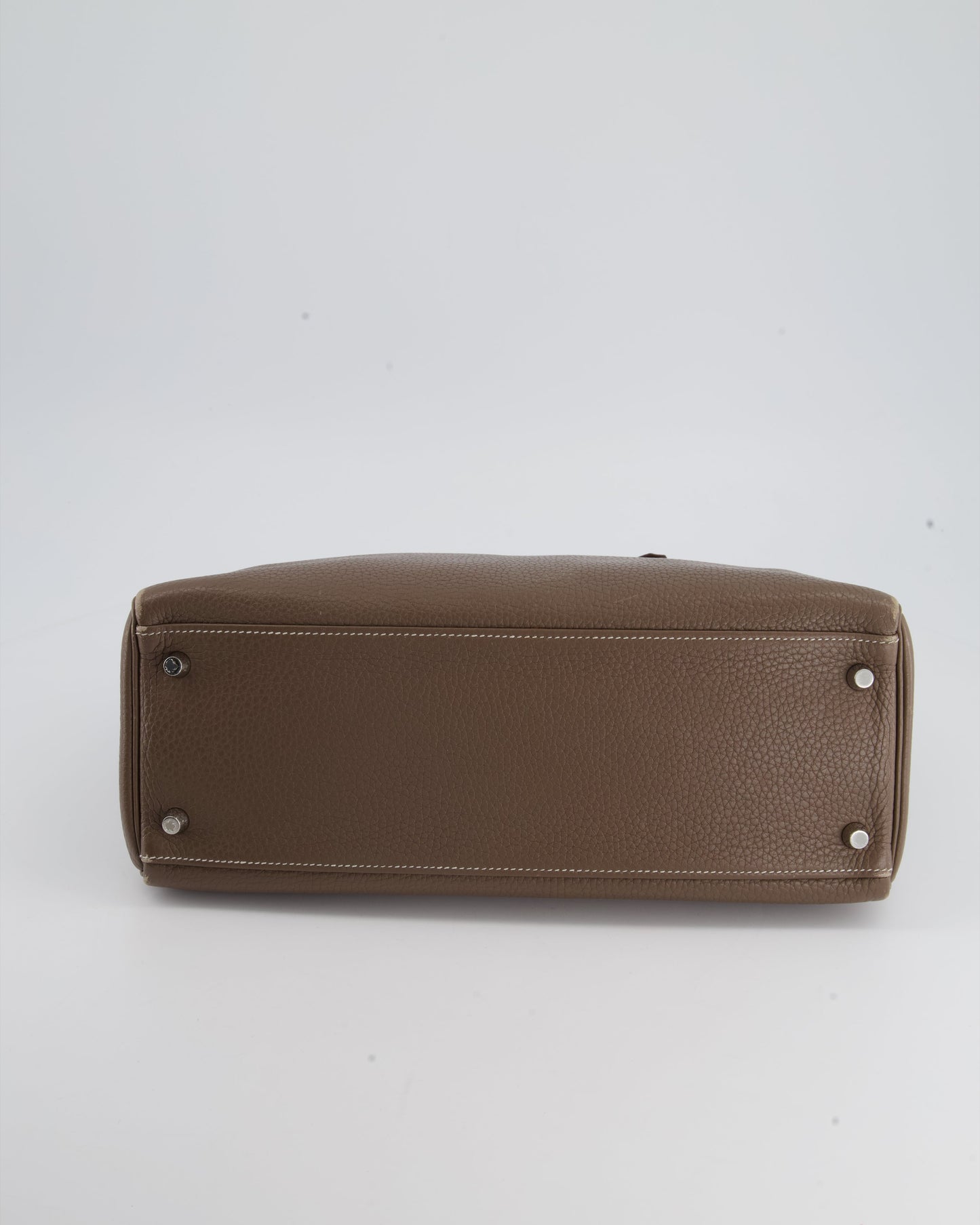 Hermes Kelly 32 Retourne Bag in Etoupe Clemence Leather with Palladium Hardware