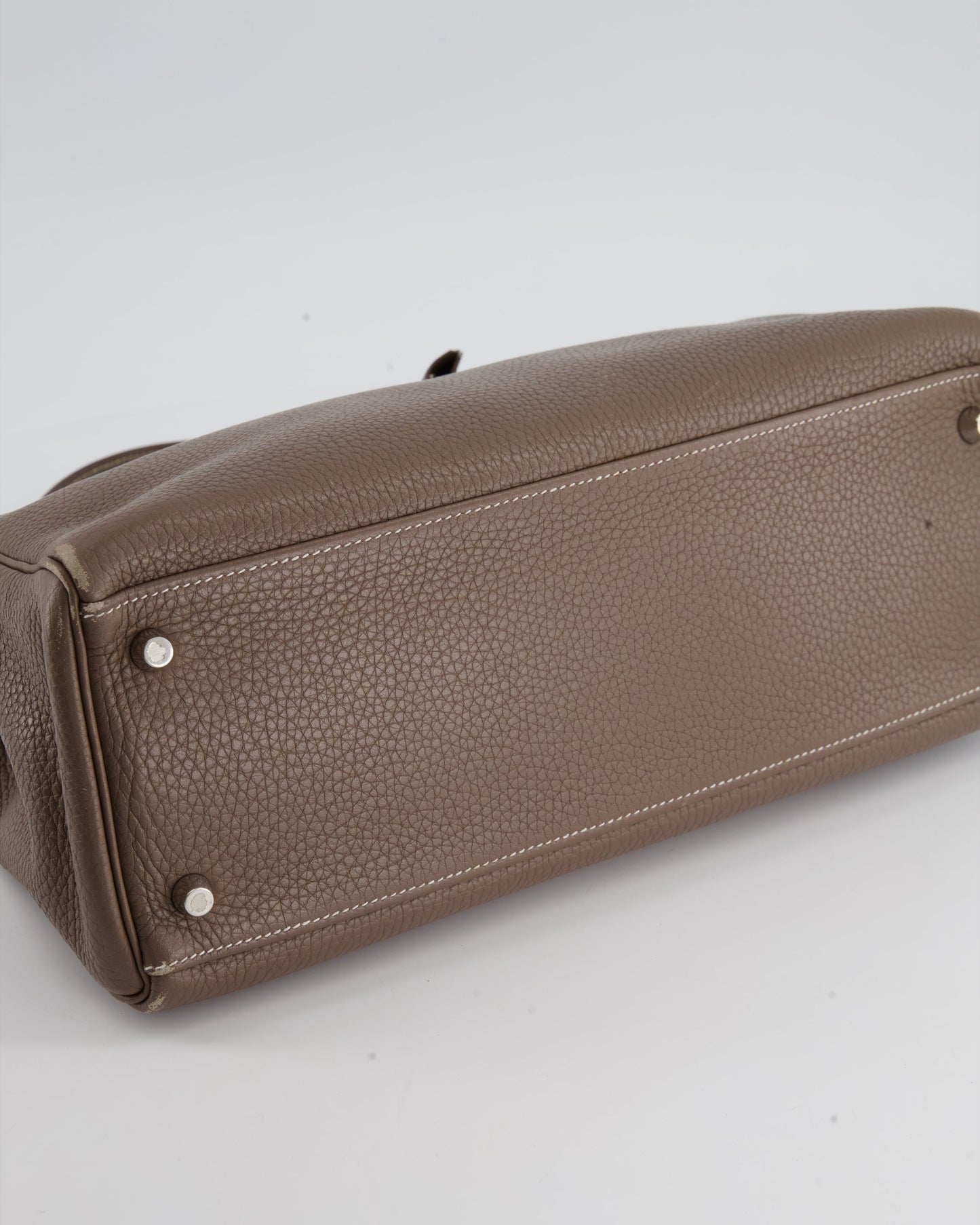 Hermes Kelly 32 Retourne Bag in Etoupe Clemence Leather with Palladium Hardware