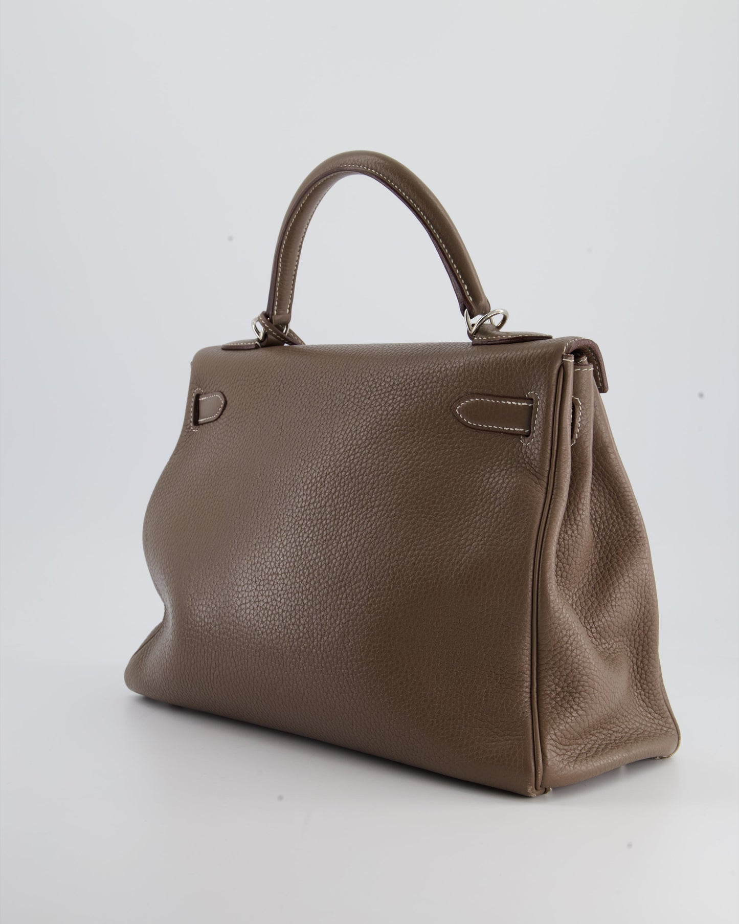 Hermes Kelly 32 Retourne Bag in Etoupe Clemence Leather with Palladium Hardware