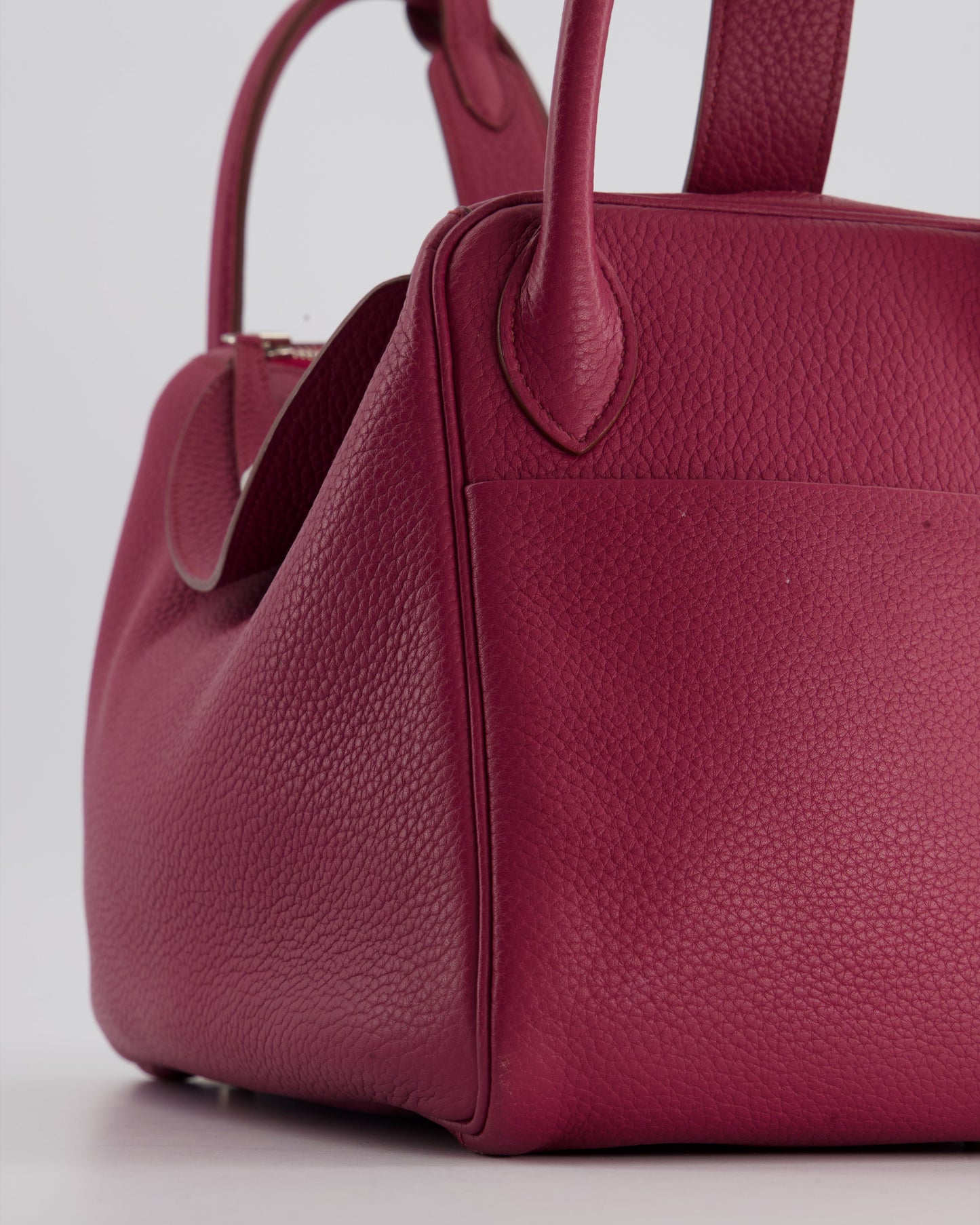 Hermes Lindy Bag 30cm in Rouge Galance in Togo Leather with Palladium Hardware