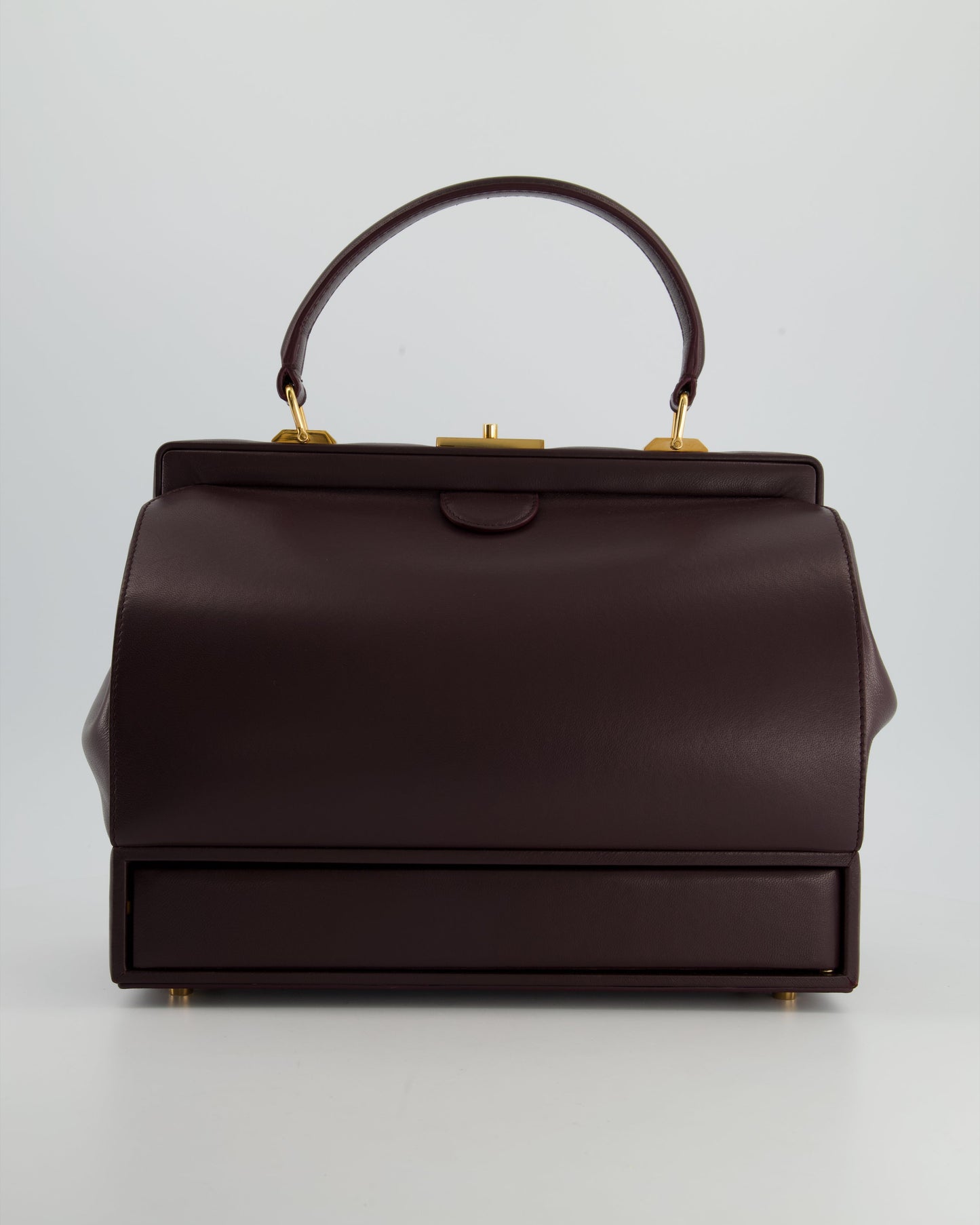 *RUNWAY PIECE* Gabriela Hearst Burgundy Chapman Bag In Calf Leather and Gold Hardware