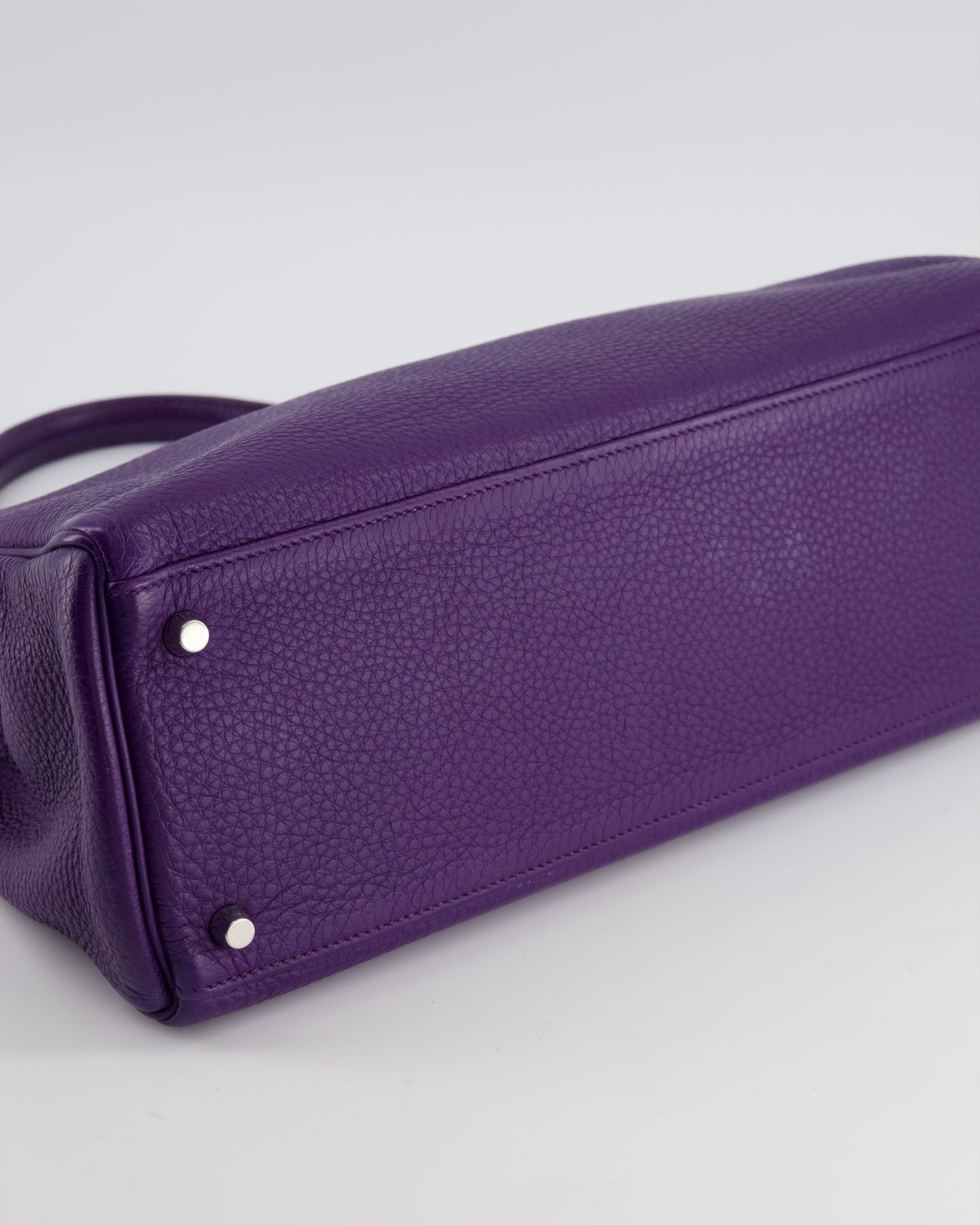 Hermes Kelly 35 Retourne Bag in Iris Togo Leather with Palladium Hardware