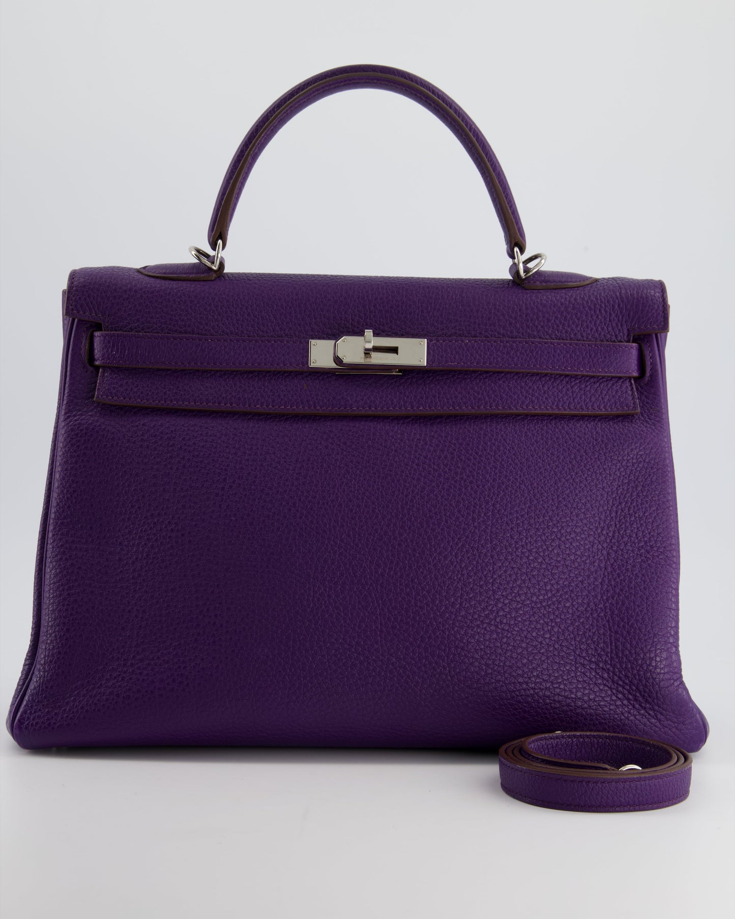Hermes Kelly 35 Retourne Bag in Iris Togo Leather with Palladium Hardware