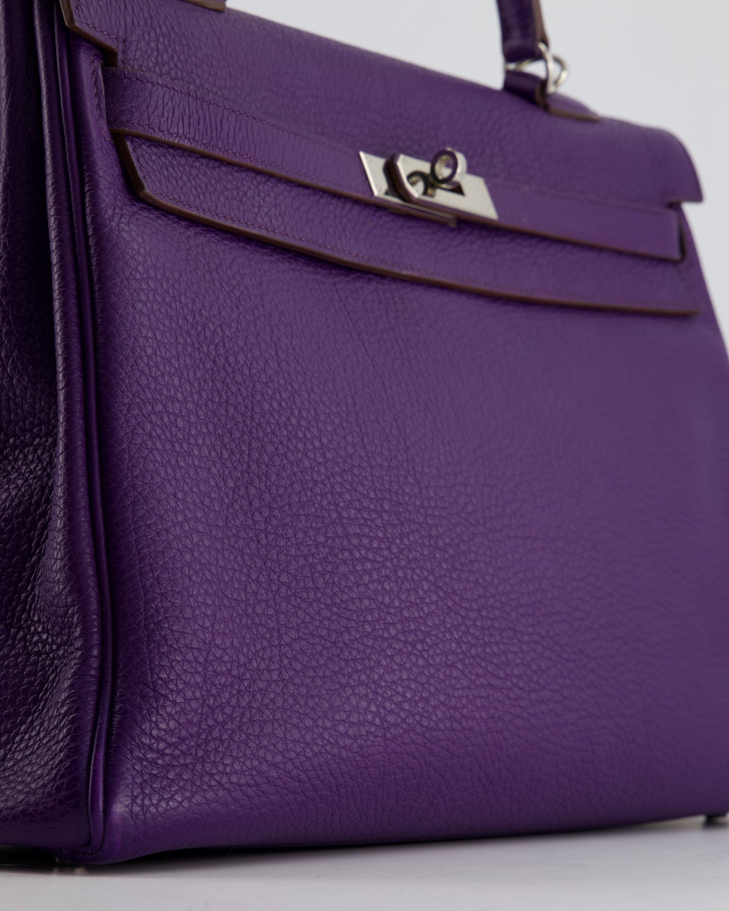 Hermes Kelly 35 Retourne Bag in Iris Togo Leather with Palladium Hardware