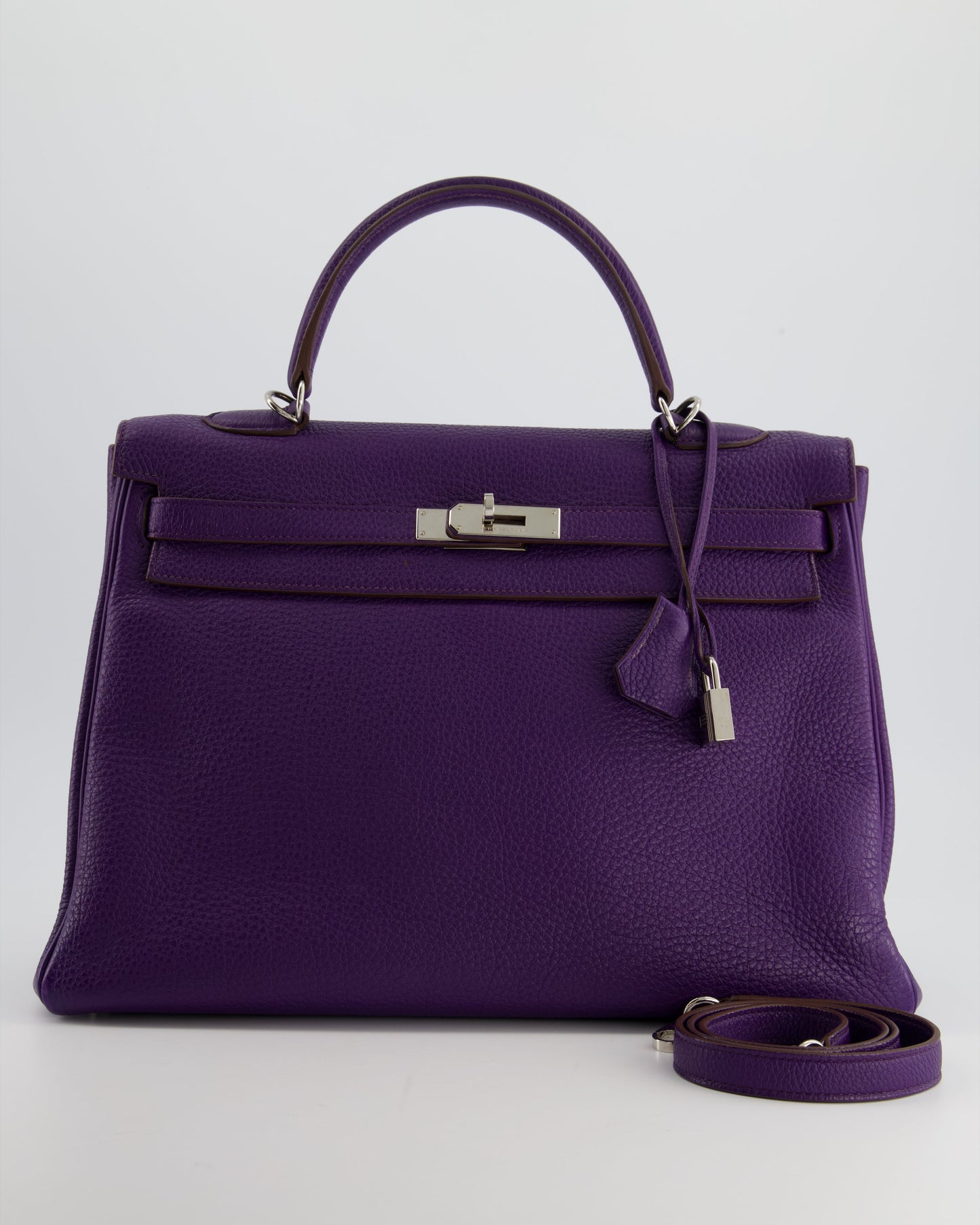 Hermes Kelly 35 Retourne Bag in Iris Togo Leather with Palladium Hardware