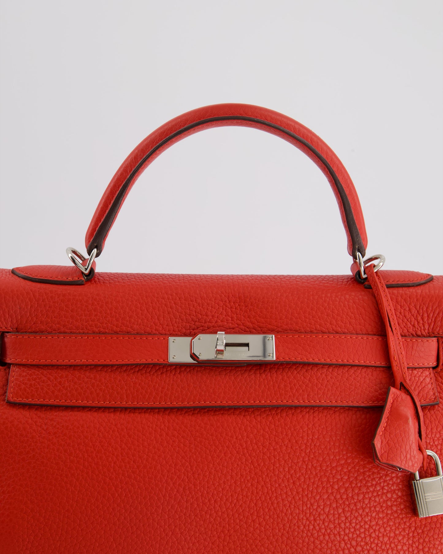 Hermes Kelly 32 Retourne Bag in Geranium Togo Leather and Palladium Hardware