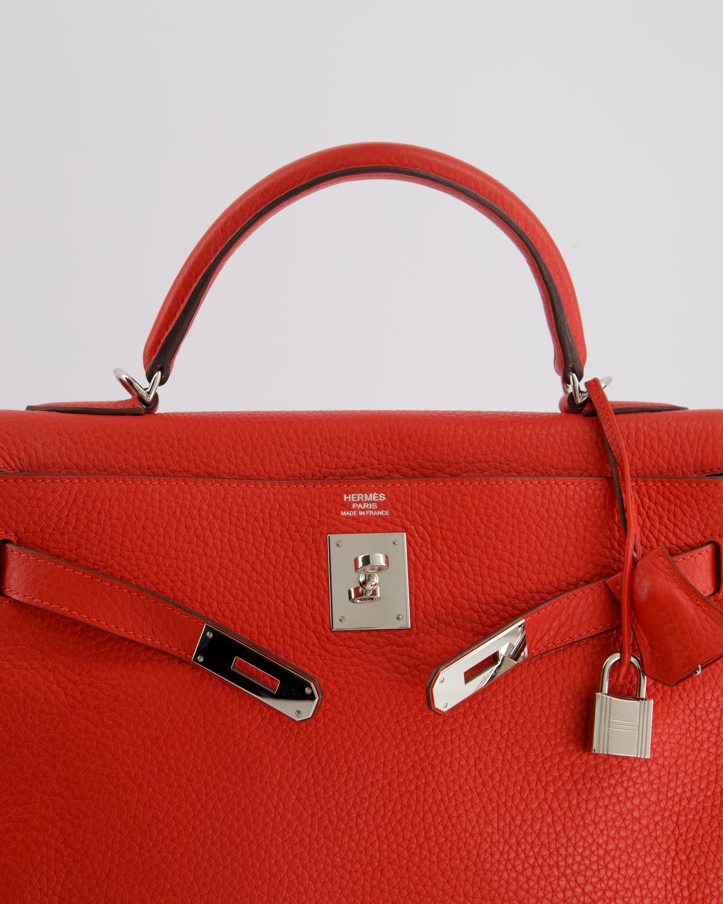 Hermes Kelly 32 Retourne Bag in Geranium Togo Leather and Palladium Hardware