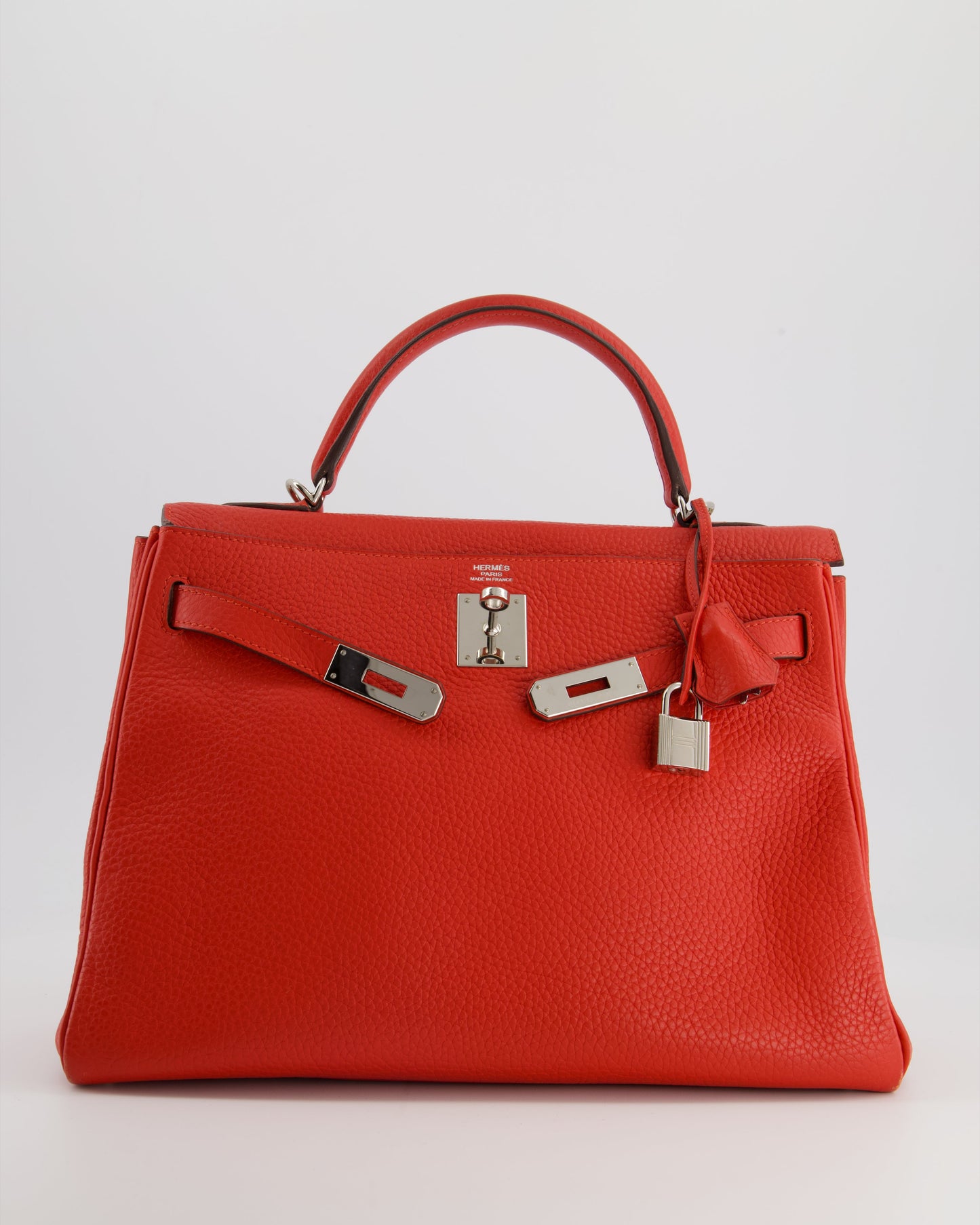 Hermes Kelly 32 Retourne Bag in Geranium Togo Leather and Palladium Hardware