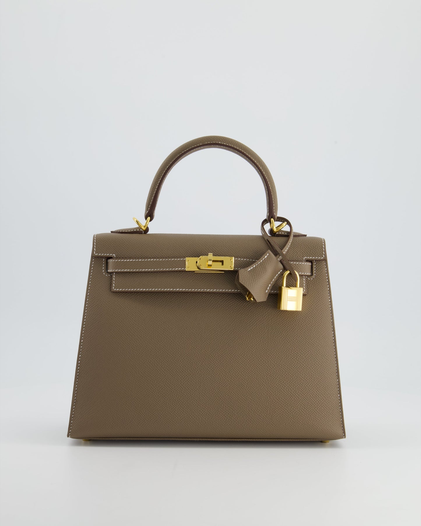 Hermes Kelly 25 Sellier Bag in Etoupe Epsom Leather and Gold Hardware