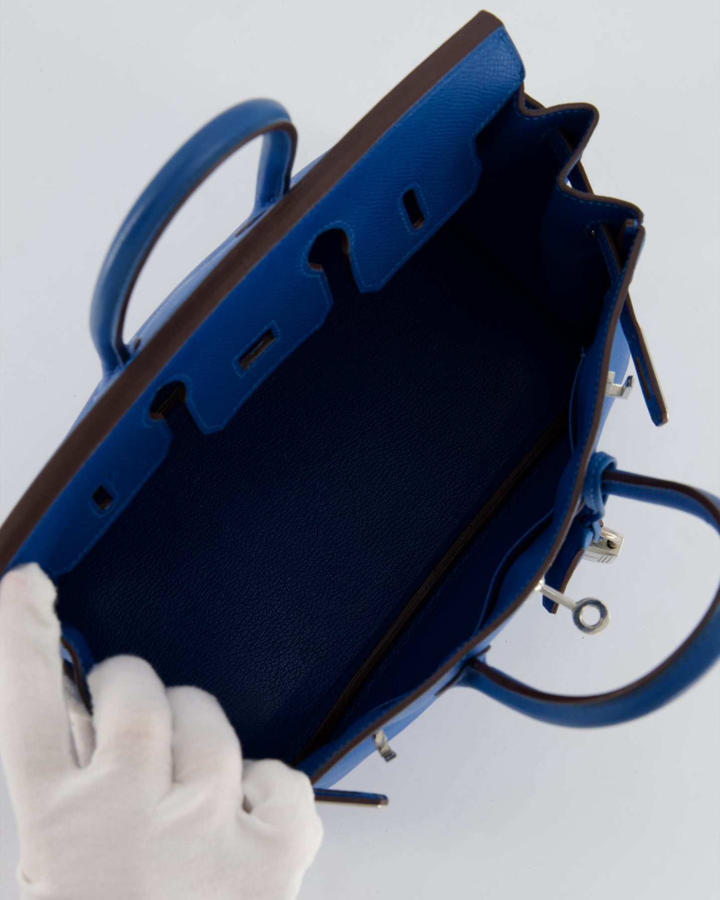 Hermes Birkin 25 Retourne Bag in Bleu De Galice Epsom Leather with Palladium Hardware