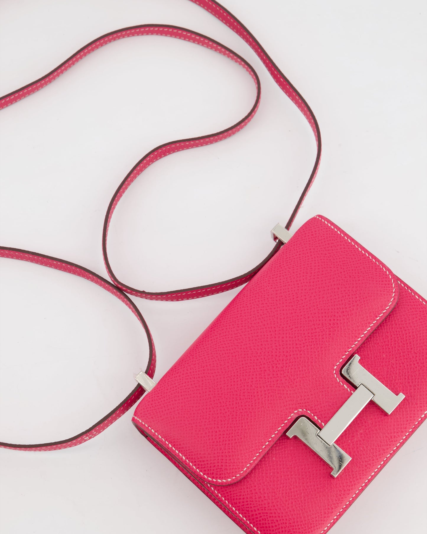 *RARE HOT* Hermes Constance II Micro Bag in Rose Tyrien Epsom Leather with Palladium Hardware