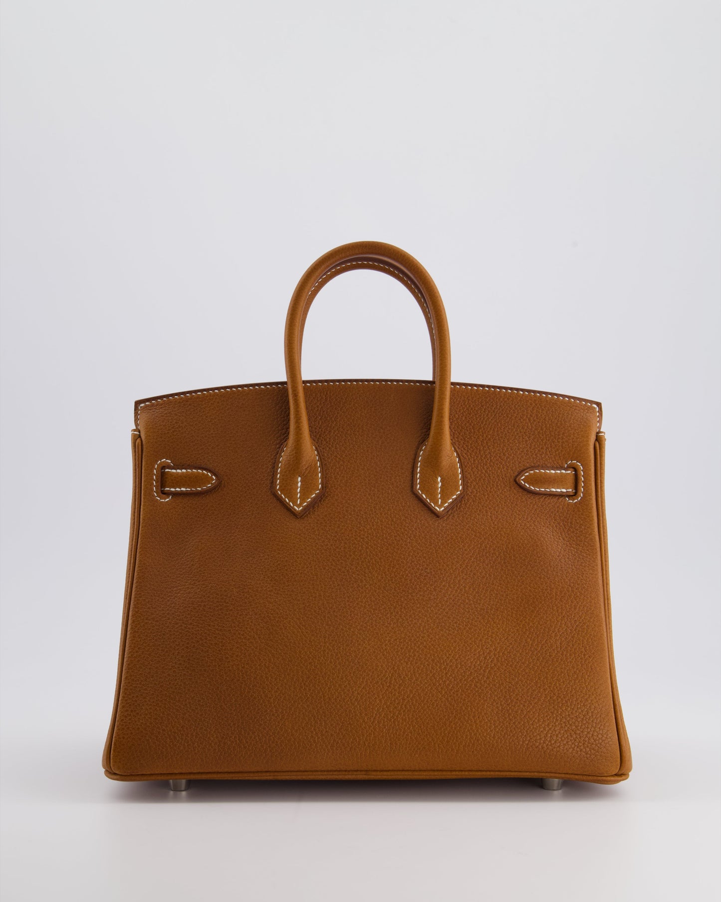 *NEW STAMP* Hermes Birkin 25 Retourne Bag in Fauve Barenia Faubourg Leather and Palladium Hardware