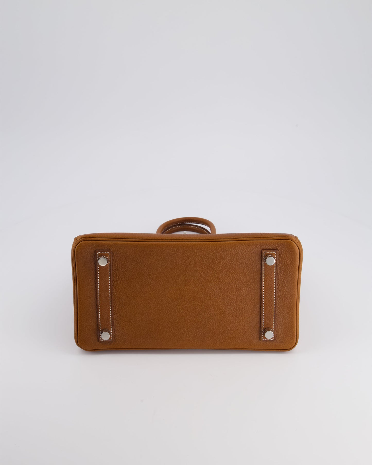 *NEW STAMP* Hermes Birkin 25 Retourne Bag in Fauve Barenia Faubourg Leather and Palladium Hardware