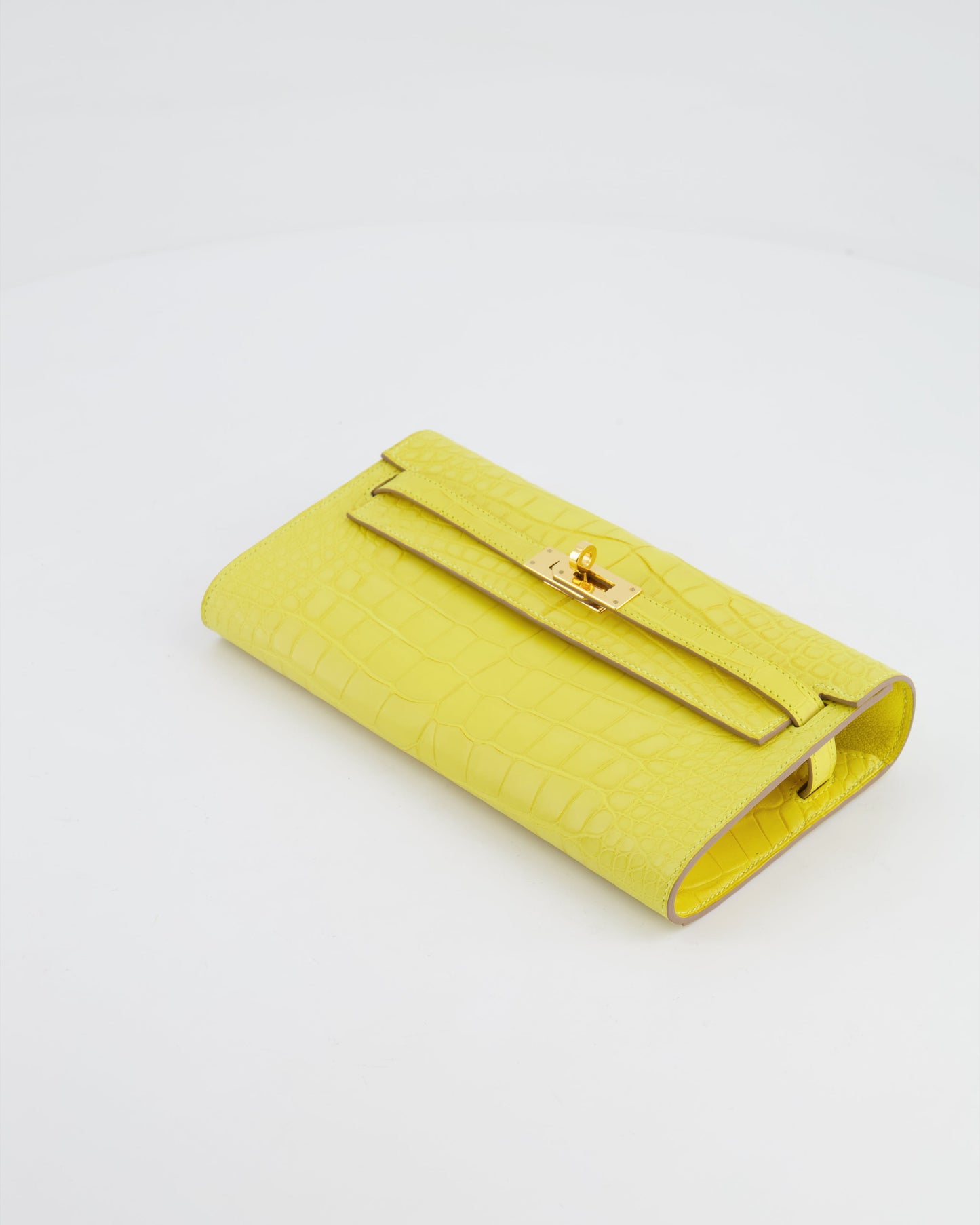 *RARE* Hermes Kelly To Go Bag in Jaune Mimosa Alligator Mississippiensis Leather with Gold Hardware