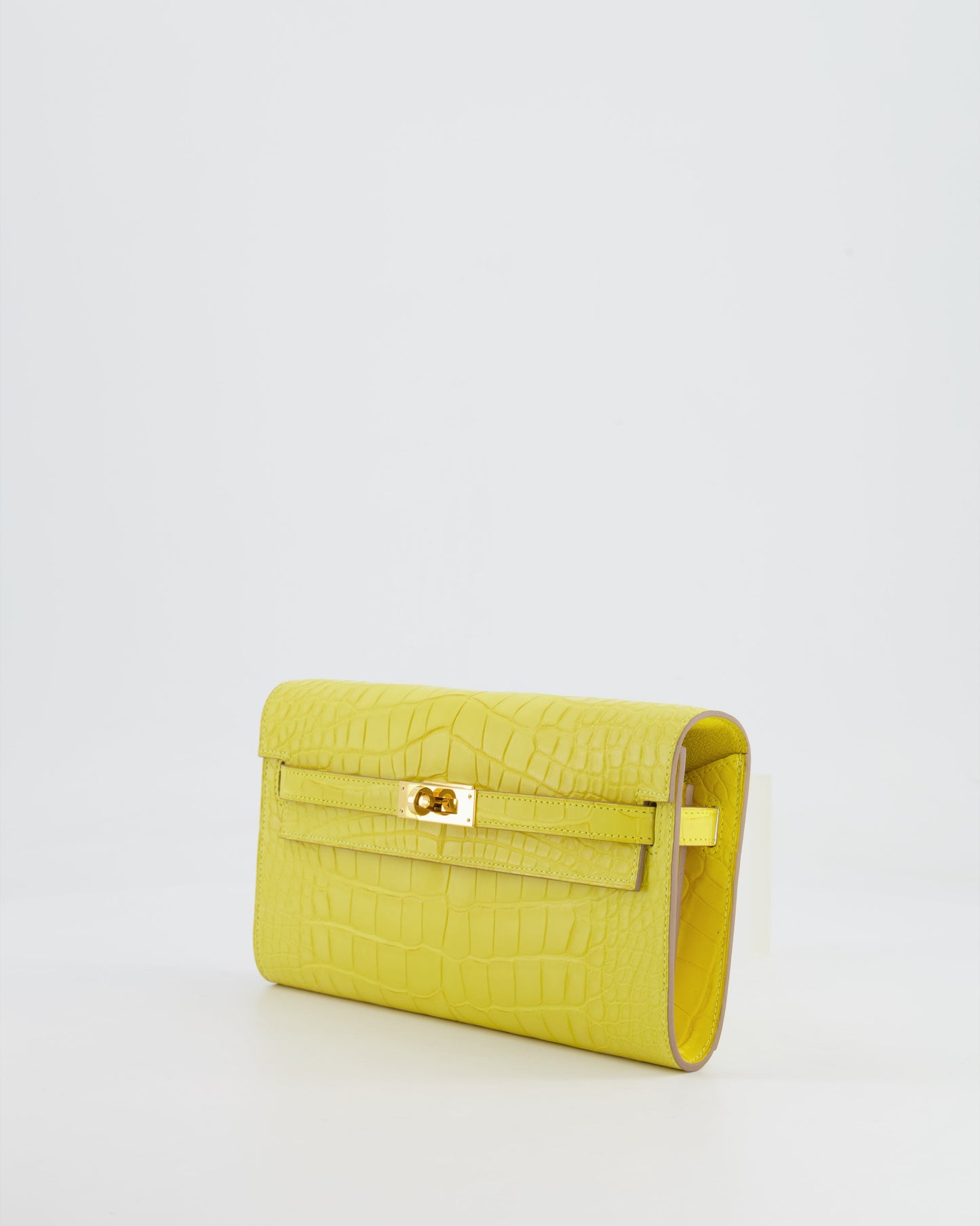 *RARE* Hermes Kelly To Go Bag in Jaune Mimosa Alligator Mississippiensis Leather with Gold Hardware