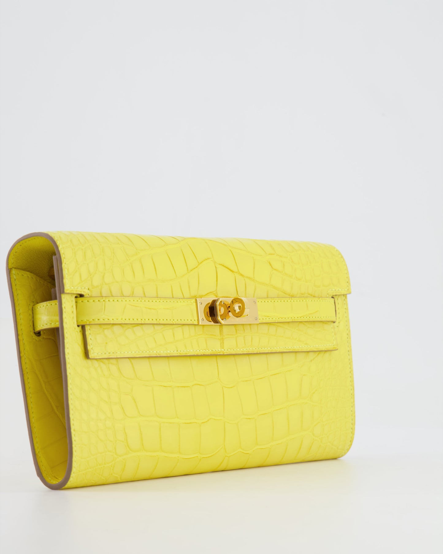 *RARE* Hermes Kelly To Go Bag in Jaune Mimosa Alligator Mississippiensis Leather with Gold Hardware