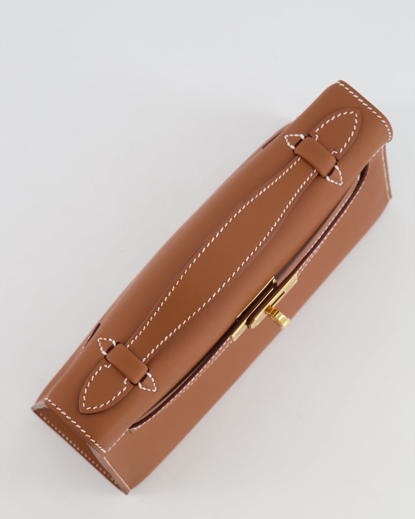 *RARE* Hermes Mini Kelly Pochette Bag in Gold Swift Leather with Gold Hardware